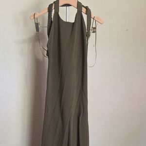 Zara Elegant Olive Green Sleeveless Dress